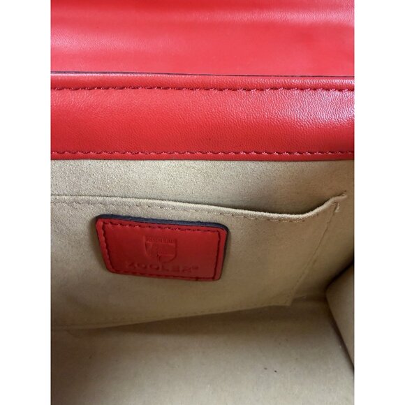 KOOLER Genuine Leather Red Snake Print Crossbody Shoulder Bag Gold Chain - Picture 3 of 7